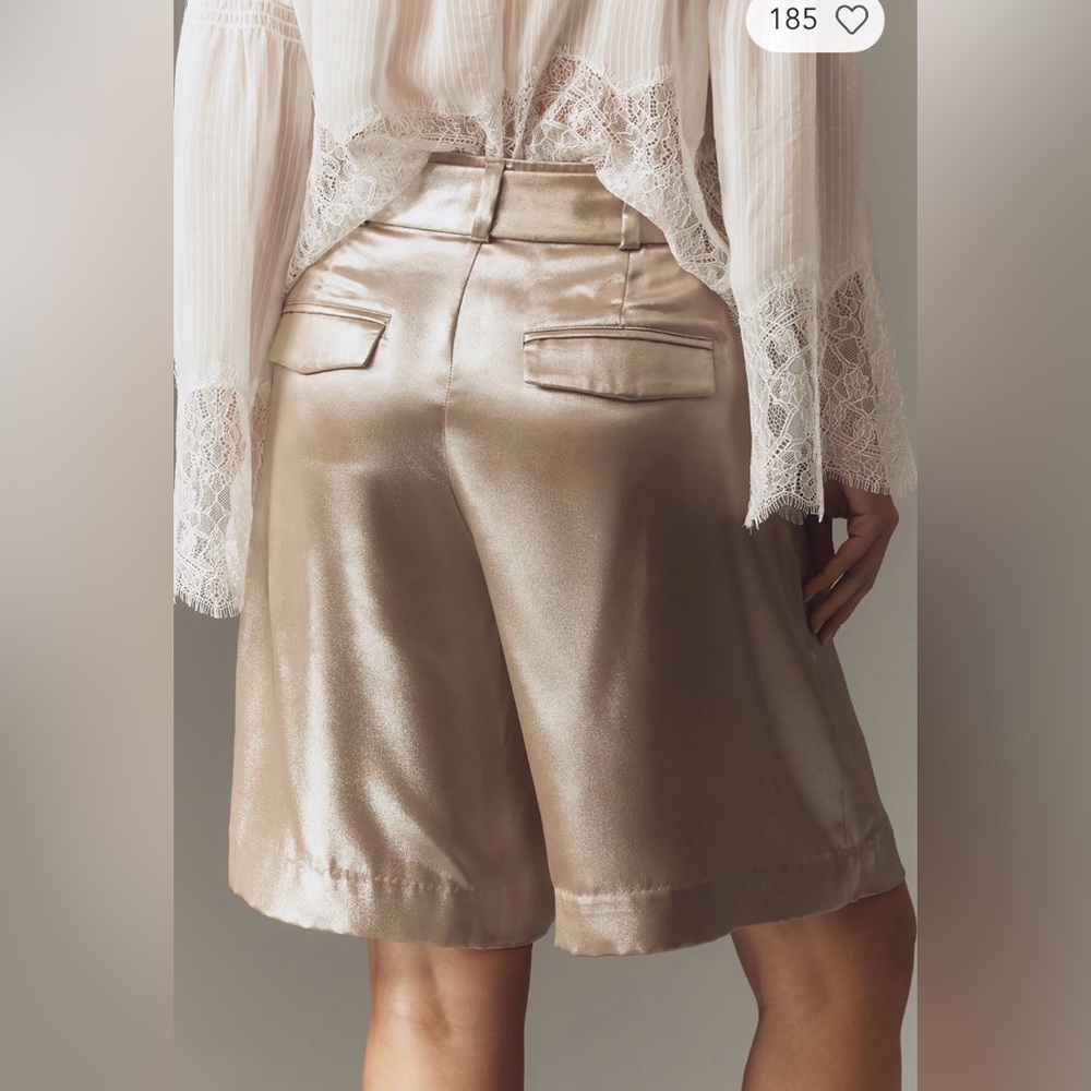 By Anthropologie Liquid Shine Bermuda Shorts 0 - Picture 3 of 6